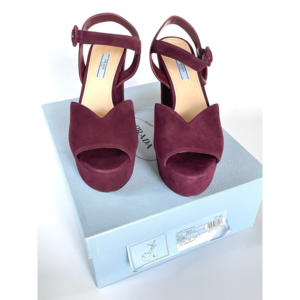 Prada Milano 1XP39A Black Red Camoscio Women's‎ High Heel Pumps shoes, 36.5 - Picture 2 of 15